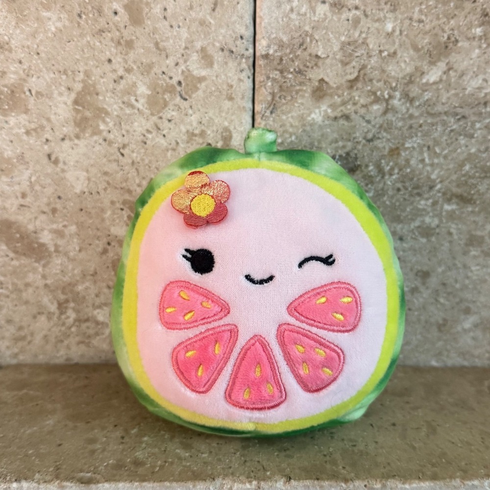 Squishmallows Pink Lena Guava Fruit Winking Flower 5" Plush Green Tie Dye Kawaii